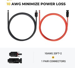 20FT 10AWG Solar Extension Cable – Male/Female Connectors, Certified