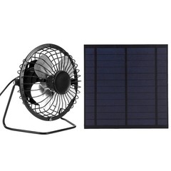 Solar Powered Fan 5W 6V Iron Solar Panel USB 5V Portable Silent Vent Fan