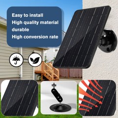 10W Solar Panel Charger USB Type-C 5V Waterproof Wall Mount for Security Camera
