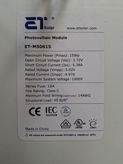 15W Portable Solar Panel ET-M50615 | 3V 5A High Current | Metal Frame Handle DIY
