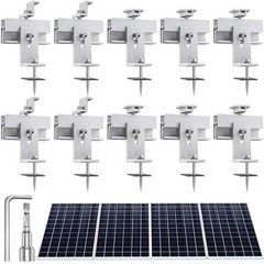 10Pcs Solar Panel Mounting Brackets Kit for Flat/Pitched Roof, Aluminum Alloy Ra