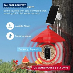Smart Bird Feeder with Camera, Solar Panel & 5200mAh Battery, 4K HD Video, AI Id