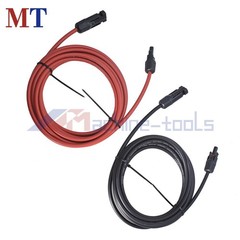 10 AWG Solar Panel Extension Cable Wire Connector 1 Pair 15FT Red + Black