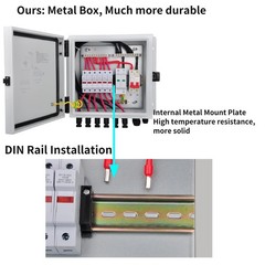 PV Combiner Box, 6 String Solar Combiner Box with 15A Rated Current Fuse, Sur…