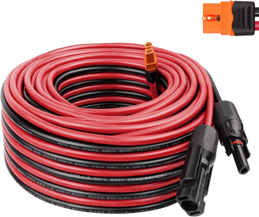 50FT 10AWG Solar to XT60I Cable for Portable Power Stations & Generators