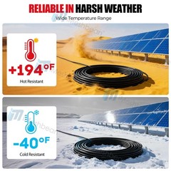 20ft Solar Panel Extension Cable 10AWG PV Wire Flexible Wire Connectors 6 Pairs