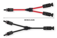 Solar Connectors Y Branch Parallel Adapter 10AWG Cable for Solar Panel (Red &…