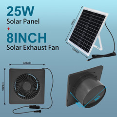 Solar Fan,25W Solar Panel+8″ High Speed Solar Powered Fan with Bracket,Solar Fan