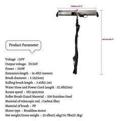 Solar Panel Cleaner 5M Carbon Fiber Pole Brushless Motor Mobile PV Cleaning 110V
