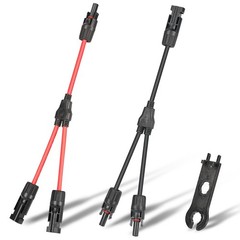 Solar Connectors Y Branch Parallel Adapter Cable 10AWG, Solar Panel 1 to 2 Co…