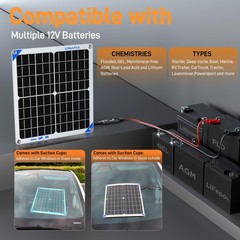 10W 12V Solar Panel Car Battery Charger 12 Volt Waterproof Solar Powered Batt…
