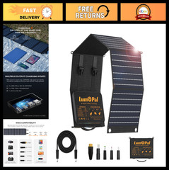 60W Portable Solar Panel – Foldable Solar Charger, Waterproof, USB C & QC3.0 Out