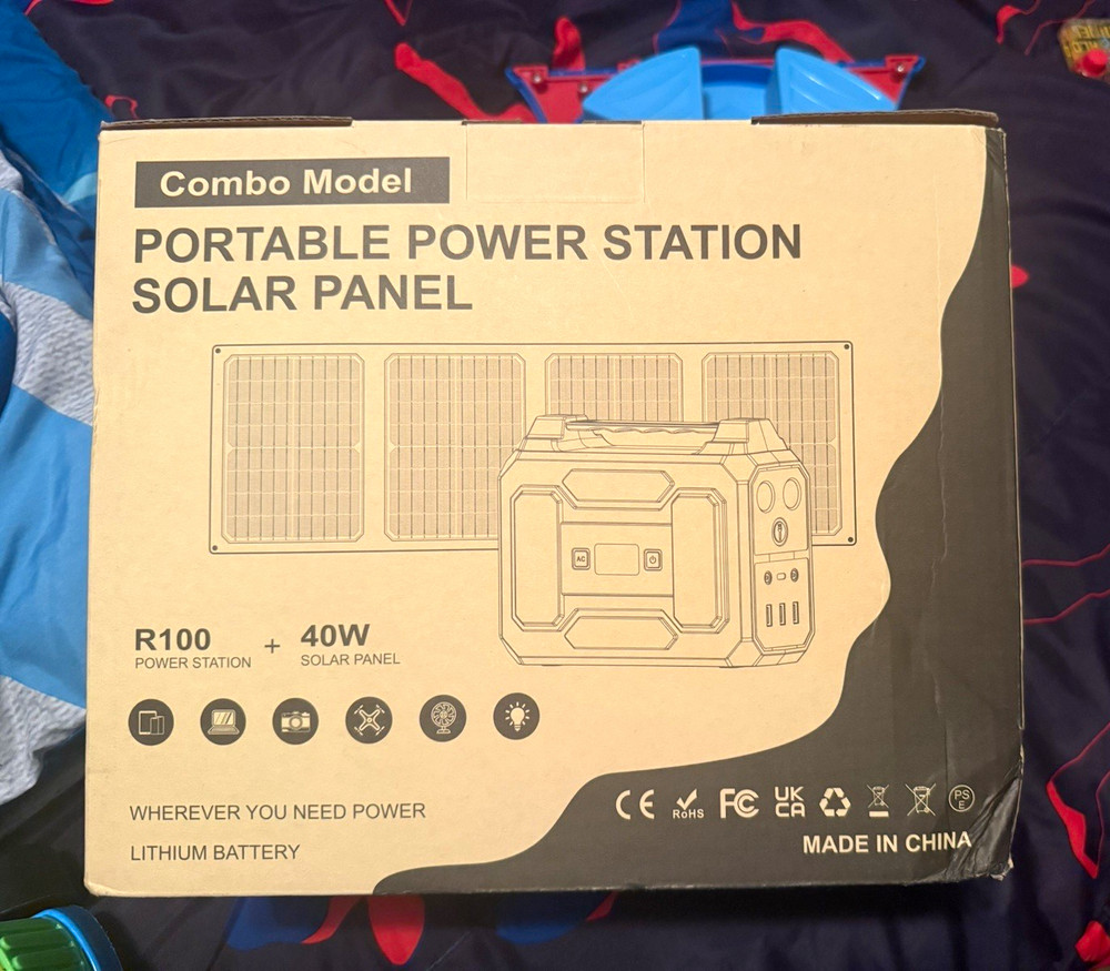R100 Portable Power Station + 40W Monocrystalline Solar Panel Kit MPPT 12V
