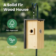 Outdoor Bird House w/ Camera & Solar 1080P Night Vision AI Bird ID