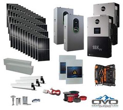 25KW Complete Offgrid Solar Kit + EG4 18kPV + 2x 14.3KW 48V EG4 Lithium Indoor W