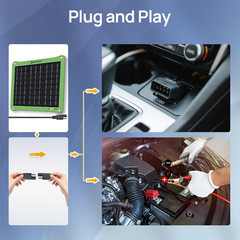 Upgrade 7.5W Solar Car Battery Charger Maintainer 12V Waterproof Solar Panel Por