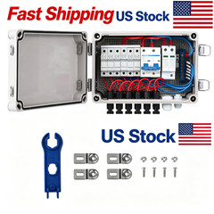 1pc 6 String PV Combiner Box, DC 500V 15A Fuse Solar Combiner Box Plastic Wate