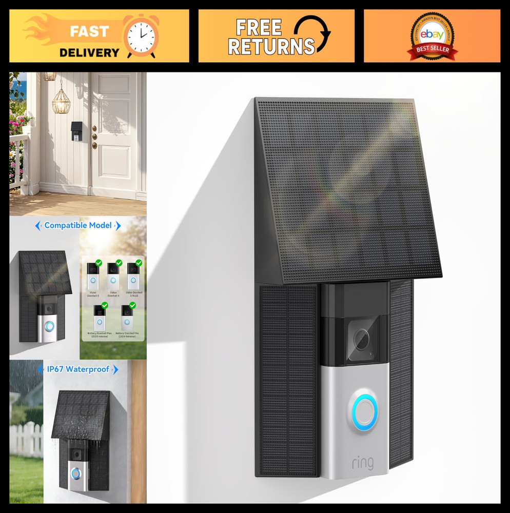 Solar Charger for Video Doorbells – Compatible with Ring 3/3 Plus/4 & Pro