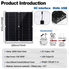 Power Inverter Solar Generator With 300W Solar Panel Home Complete Set 10000W A