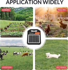 10 Miles Solar Electric Fence Charger with Day/Night Mode, 0.16J Portable Sol…