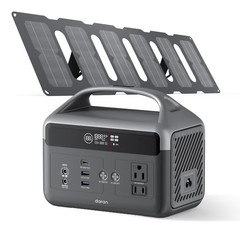 Portable Power Station with Foldable Solar Panels 40w, 300w Lifepo4 Battery 6…