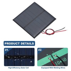 2 Pieces Mini 4V 0.6W 150mA Solar Panels for 70x70mm Cable