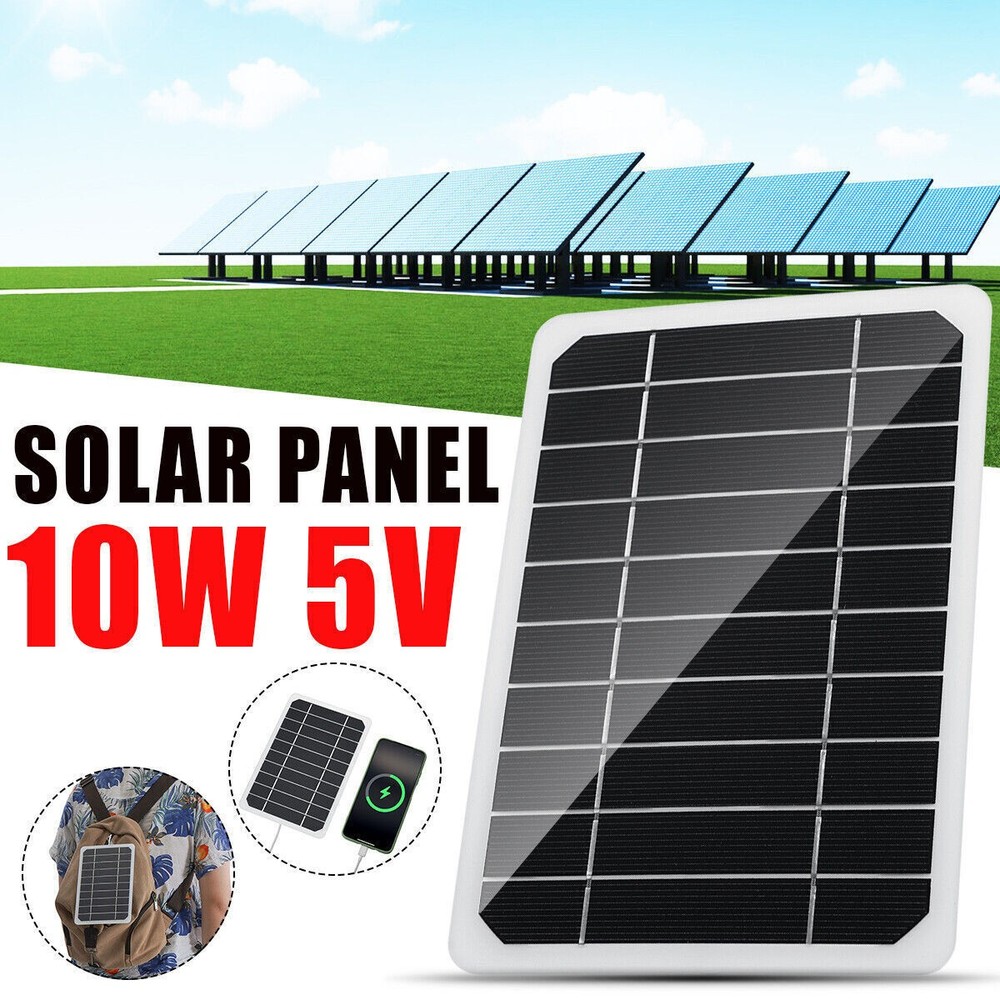 10W 5V Solar Panel USB Power Bank Outdoor Camping Hiking Mobile Phone Charger