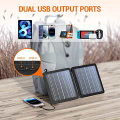 10W Portable Solar Charger with Dual USB Outputs Super Handy Foldable Size 24% H