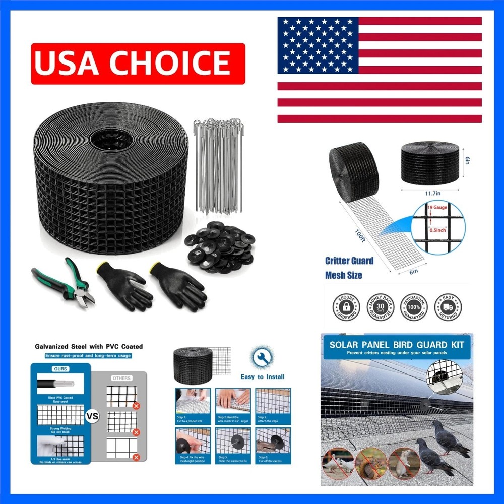 Solar Panel Bird Guard 6in x 100ft 19 Gauge PVC Coated Mesh