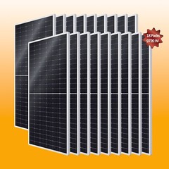 18pack of 540W =9720Watt Bifacial Monocrystalline Solar Panel for RV, Cabin 500W