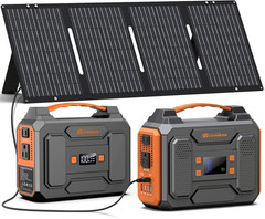 Portable Solar Generator with Panel, 300W Power Station with 60W Solar Panel Fol