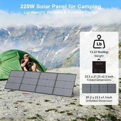 Folding Solar Panel kit 220W 20V 40V for ECOFLOW RIVER 2 Max500 Powerstation USA