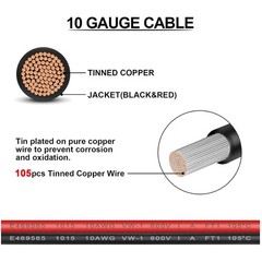Heavy Duty 10AWG Solar Panel Connector Cable 20ft