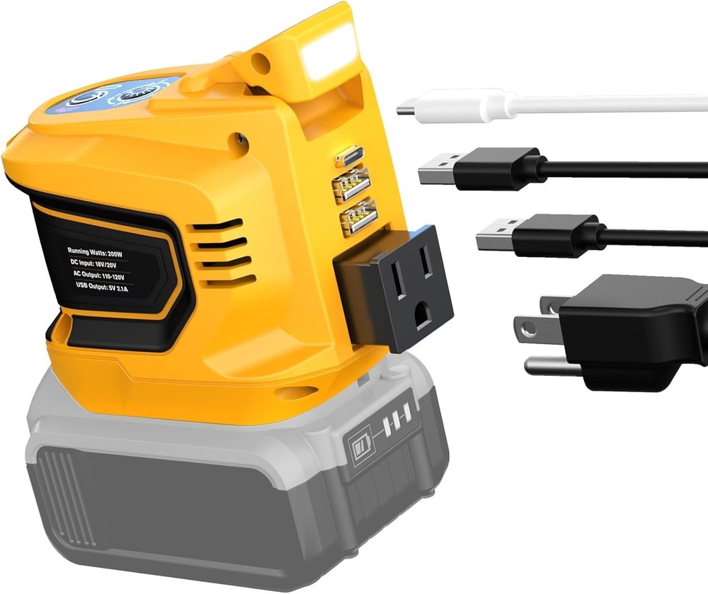 200W Portable Power Inverter for DeWALT 20V,Ecarke Outdoor Generato Battery C…