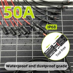 Solar Connectors for 6 Panels, Waterproof Parallel Adapter