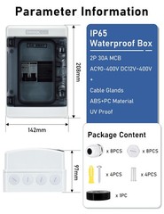 DIHOOL DC AC Disconnect Box Outdoor 30 Amp Breaker Box, Miniature Circuit Breake