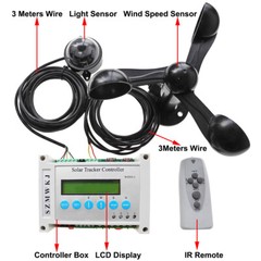 6000N Dual Axis Solar Tracker Controller W/ 2X18″ Linear Actuator Anemometer Kit