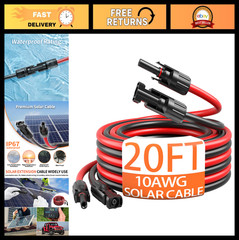 20ft 10AWG Solar Extension Cable with Connectors – Heavy Duty Power Wire