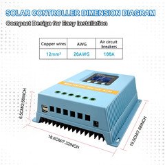 MPPT Solar Charger 60A/80A/100A Selectable, Dual USB & 3-Stage Protection for St