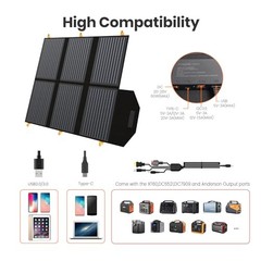 FlexSolar 60W Portable Solar Panels QC3.0 USB C Foldable