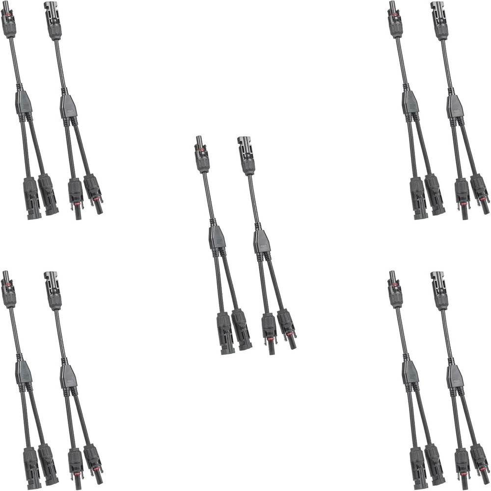 Solar Panel Connector 5 Pair 2 to 1 Y Branch Parallel Adapter, 30A 1000V 10AWG T