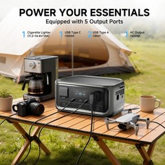 ALLPOWERS Portable Power Station 256Wh 300W Solar Generator AC +Solar Panel 160W