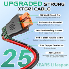 10AWG Xt60I Solar Cable 15FT, Solar to Xt60I Charging Cable 3 10 20 25 30 40 50F