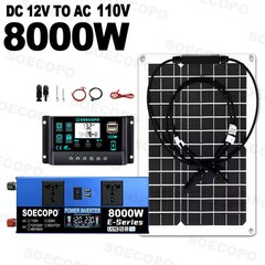 SOECOPO 8000W Peak Solar Kit 12V 24V to 110V/220V Inverter for RV Off-Grid Camp