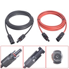 Solar Panel Extension Cable Wire Connector 12AWG 10ft Black + Red 1Pair New