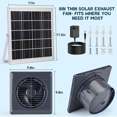 Solar Powered Exhaust Fan, 25W Solar Panel+8″ High Speed Solar Powered Fans, Sol