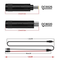 Solar Panel to 8mm Adapter Cable DC 8mm Connector 5.5×2.5mm Converter 14AWG 6ft