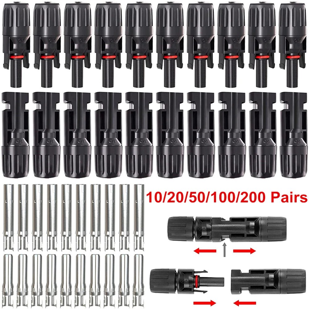 10/20/50/100/200 Pairs Male Female Solar Cable Connector For DIY Solar Panel Kit