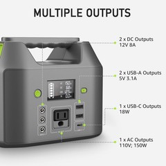 Portable Power Station 150W 155Wh Battery Pack with AC Outlet & 6 Outputs, LED L