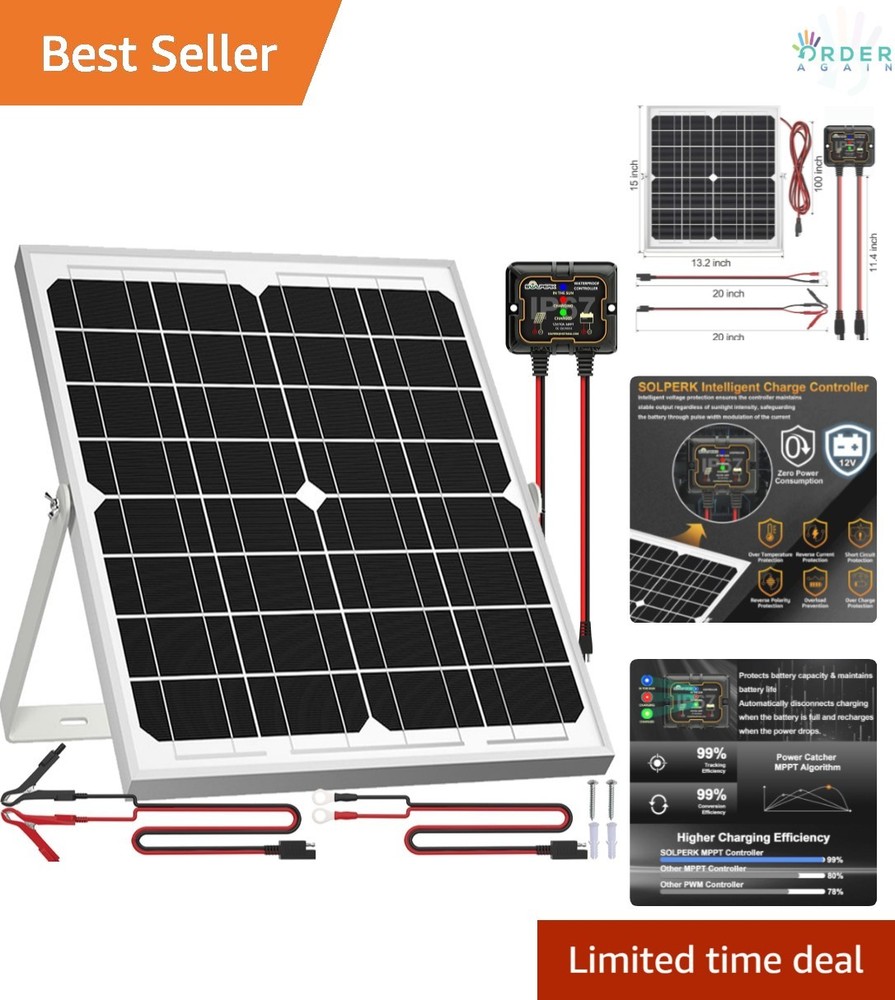 20W Solar Panel Kit Waterproof Monocrystalline Battery Charger for RV Boat Car